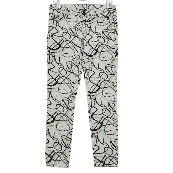 Bisou Bisou Women 5 Pocket Chain Pattern Slim Fit Pants Size 8 - Picture 1 of 7
